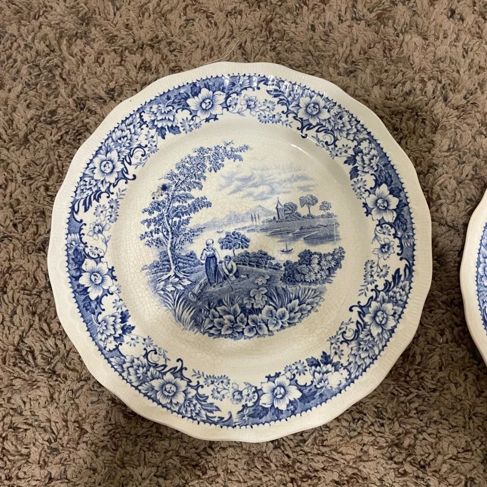 Vintage Swinnertons Staffordshire England Silverdale Blue White Transferware Set